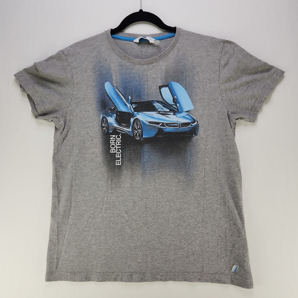 Genuine BMW I Men's I8 Tee In Grey Born Electric Size M Butterfly Doors Blue